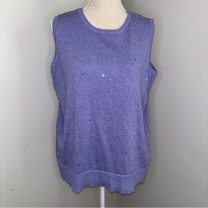The Quacker Factory shimmer lavender purple sequin sleeveless sweater size 1X